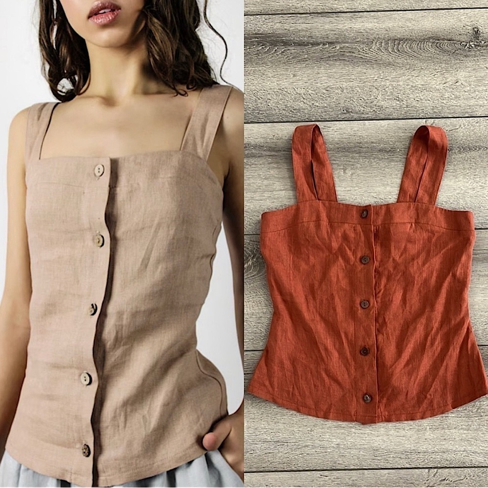 Linen Handmade Studio ava top button down